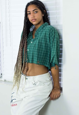 VINTAGE REWORKED TOMMY HILFIGER CROP TOP LOGO 90S X 5.4