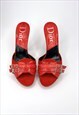 CHRISTIAN DIOR HEELS UK 5 RED PLATFORM MULE SANDALS VINTAGE