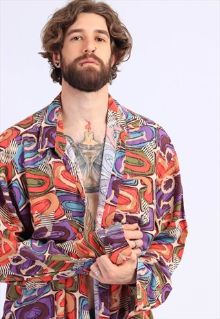 VINTAGE ABSTRACT CRAZY PRINT SHIRT