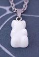 CRW Silver White Resin Gummy Bear Necklace 