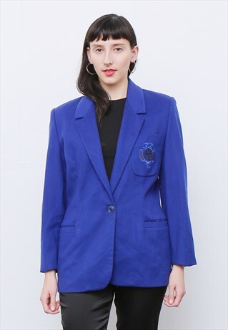 RARE VINTAGE 80'S BLUE WOOL VERSUS VERSACE BLAZER JACKET