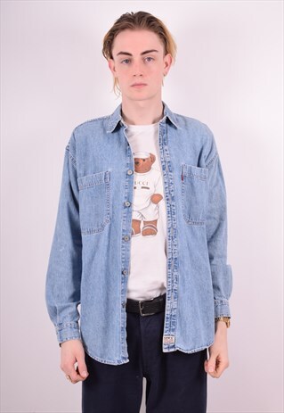 LEVI'S MENS VINTAGE DENIM SHIRT MEDIUM BLUE 90S
