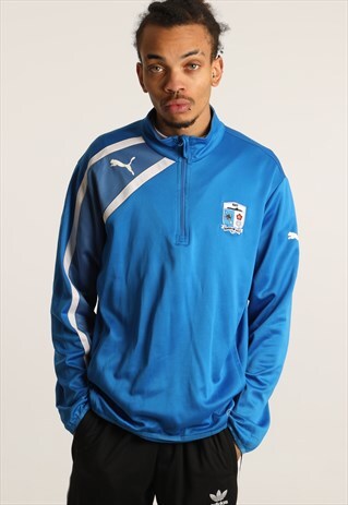 VINTAGE PUMA PRINTED LOGO 1/4 ZIP SWEATSHIRT
