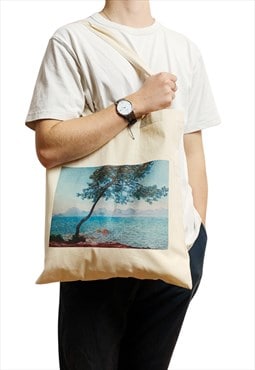 Claude Monet Antibes Painting Canvas Tote Bag For Life