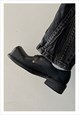 SQUARE TOE SHOES EDGY HIGH FASHION CHUNKY SOLE GOTHIC BOOTS