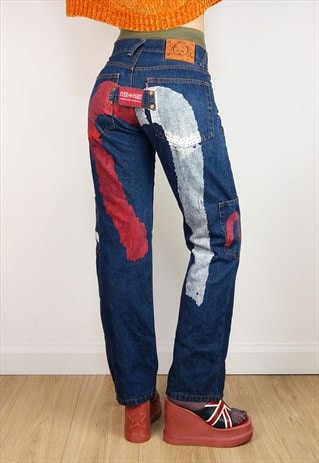 VINTAGE Y2K DESIGNER BRAND EVISU PAINT SPLATTER JEANS