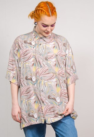 VINTAGE 90'S PASTEL ABSTRACT PATTERN OVERSIZED SHIRT