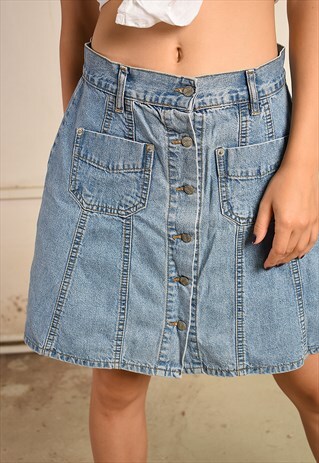 VINTAGE 90S RETRO PARIS CHIC BUTTON UP MINI SKIRT