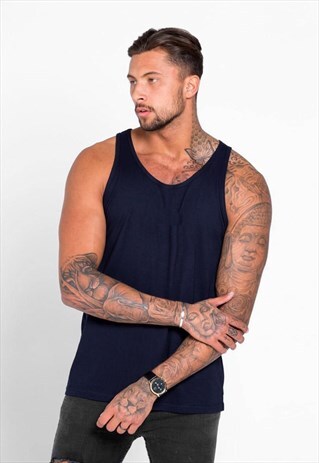 ESSENTIAL BLANK TANK TOP VEST - NAVY BLUE