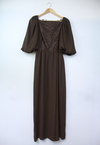 VINTAGE BROWN LACE 90S DRESS