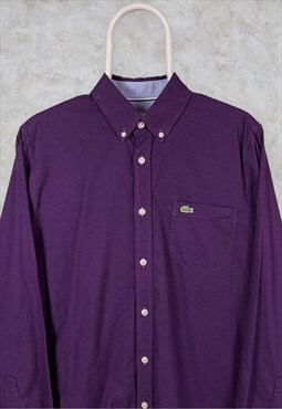 Vintage Purple Lacoste Shirt Long Sleeved Medium
