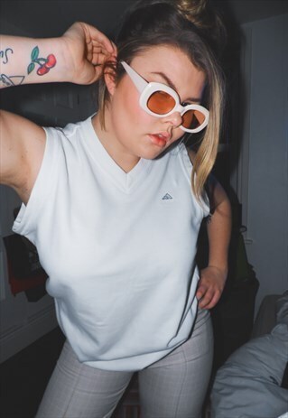 ADIDAS JUMPER VEST GOLD WHITE TOP 90'S 00'S Y2K SPORTSWEAR