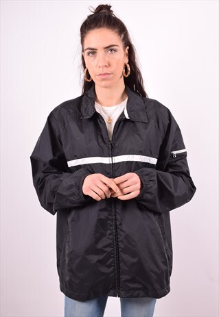 NIKE WOMENS VINTAGE TRACKSUIT TOP JACKET XL BLACK 90'S