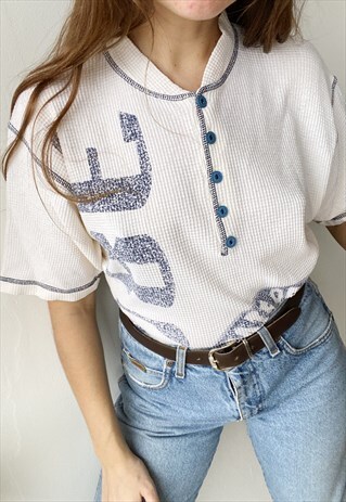 VINTAGE 90S SLOGAN GRAPHIC STAMP PRINT T-SHIRT TOP TEE