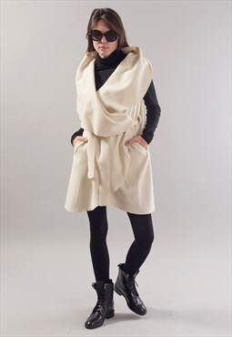 High Collar Vest Asymmetrical Coat Wool Sleeveless F1841