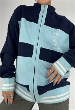 Vintage 90s YSL Jumper Zip Up Cardigan Stripey 80s Jacket