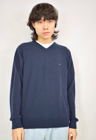 VINTAGE 90S TOMMY HILFIGER NAVY KNIT JUMPER
