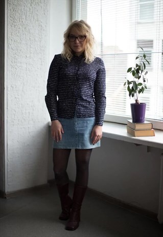 VINTAGE 90'S NAVY PATTERNED SHIRT