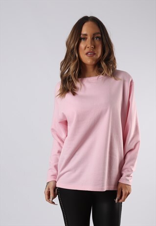 VINTAGE SWEATSHIRT JUMPER OVERSIZED PLAIN UK 12 MEDIUM (O3C)