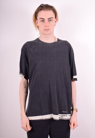 STONE ISLAND MENS VINTAGE T-SHIRT TOP LARGE BLACK 90S
