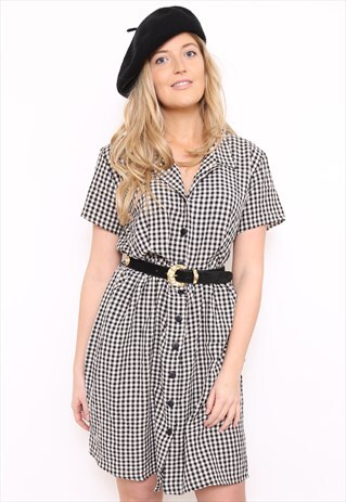 VINTAGE 90S GINGHAM SHIRT MINI DRESS