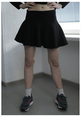 VINTAGE 90'S BLACK COTTON MINI SKIRT