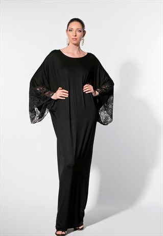 BLACK DRESS, MAXI DRESS, BLACK KIMONO, BLACK KAFTAN, CAFTAN