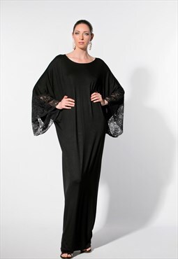 Black dress, Maxi Dress, Black kimono, Black Kaftan, Caftan