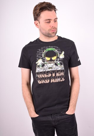 NIKE MENS VINTAGE T-SHIRT TOP SMALL BLACK 90'S