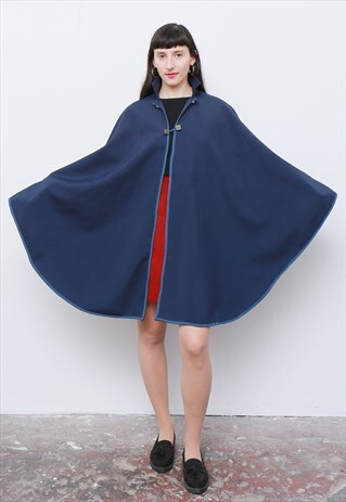 RARE VINTAGE 1990'S GIORGIO ARMANI BLUE SILK CAPE COAT