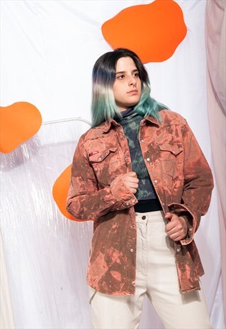 VINTAGE LEE CORDUROY SHIRT REWORKED TIE-DYE MARBLE TOP