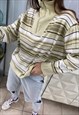 VINTAGE Y2K 00S PASTEL STRIPED JUMPER 1/4 ZIP SWEATSHIRT