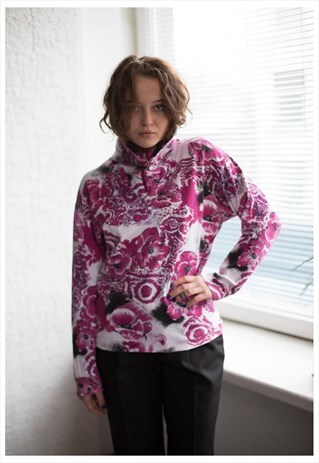 VINTAGE 90'S FLOWER PRINT TURTLE NECK JUMPER