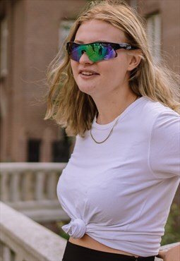 Sporty Sunglasses in Black frame with Rainbow lens
