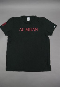 Vintage Adidas AC Milan Spell Out T-shirt in Black 