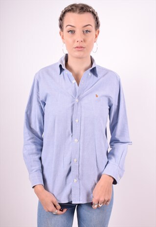 RALPH LAUREN WOMENS VINTAGE SHIRT MEDIUM BLUE 90'S