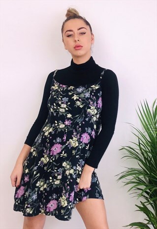 VINTAGE REWORKED PATTERN GRUNGE SWING DRESS
