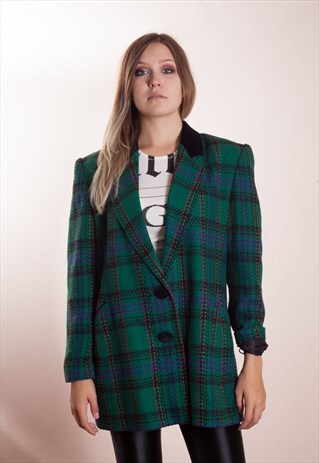 VINTAGE, FAB CHECKERED, WOOLEN BLAZER FROM THE 90S