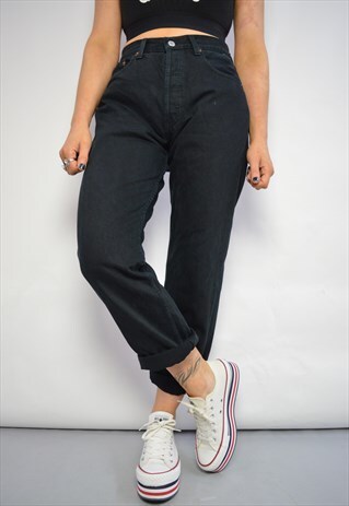 VINTAGE 90S LEVI'S 501 BLACK WASH HIGH WAIST DENIM JEANS
