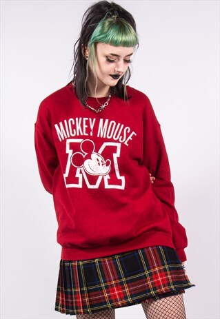 VINTAGE 90'S RED DISNEY MICKEY MOUSE SWEATSHIRT