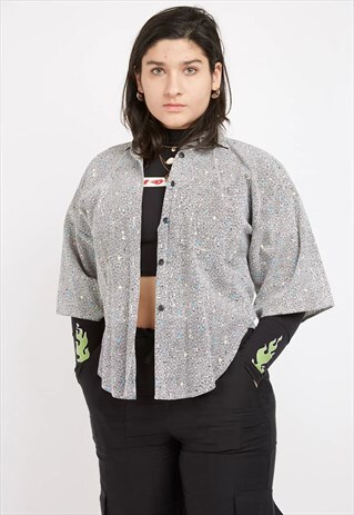 VINTAGE BLACK AND WHITE PATTERNED SHIRT