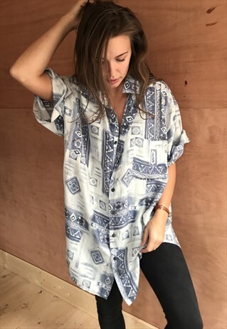 PATTERNED OVERSIZED RETRO VINTAGE UNISEX FESTIVAL SHIRT