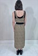 SECONDHAND BLACK SPOTTED BROWN BUTTON DOWN STRAP DRESS