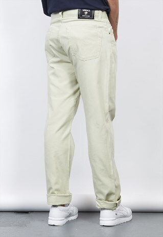 VINTAGE 90'S VERSACE PALE GREEN JEANS