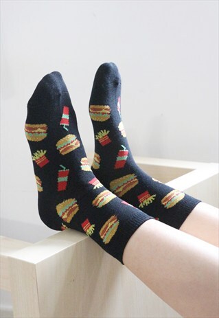 I'M HUNGRY BURGERS SOCKS - BLACK