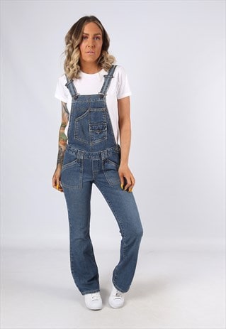 DENIM DUNGAREES LEVIS SUPERLOW FLARED LEG UK 6 - 8 (C1C)