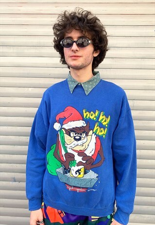 TAZ SANTA CLAUS BLUE 1990 SWEATSHIRT