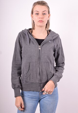NIKE WOMENS VINTAGE HOODIE JACKET SMALL GREY 90'S