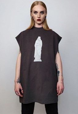 Sleeveless Gothic t-shirt statue print tank top grunge vest