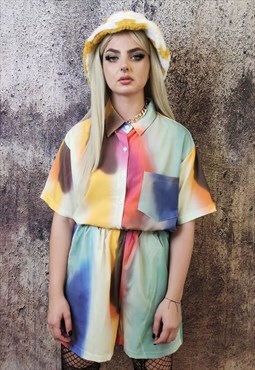 Tie-dye sports set abstract pattern shirt & shorts combo 